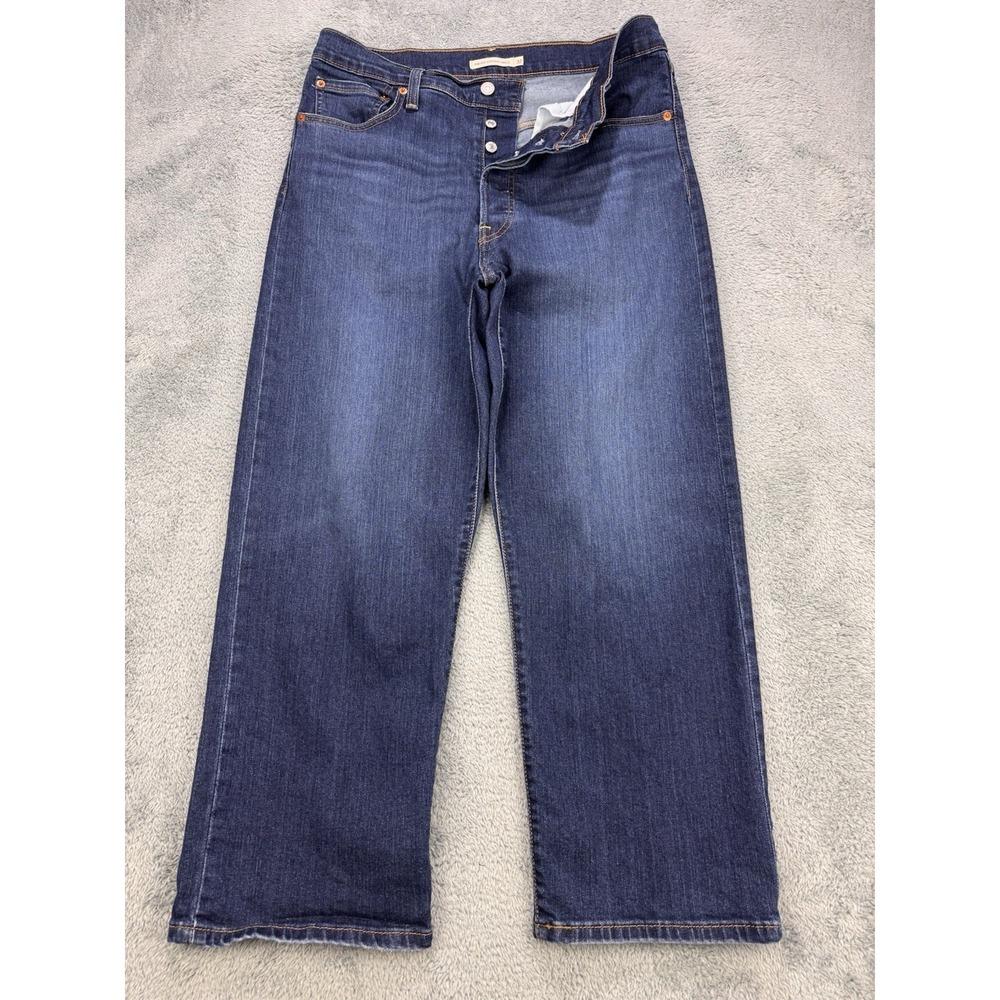 Levi 501 Jeans Women‎ 32x27 Blue Med Wash Button Fly Ribcage Straight Ankle